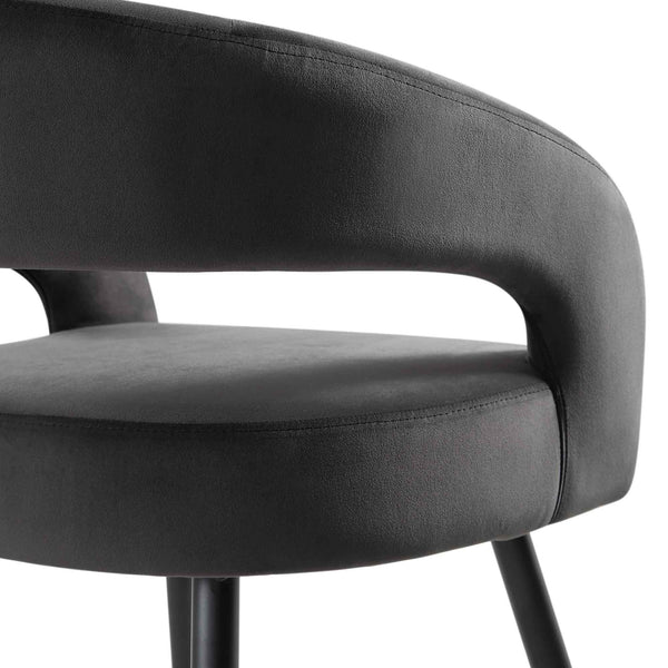 Laurel Wave Charcoal Velvet Set of 2 Dining Chairs