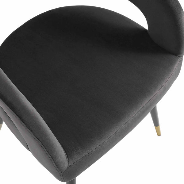 Laurel Wave Charcoal Velvet Set of 2 Dining Chairs