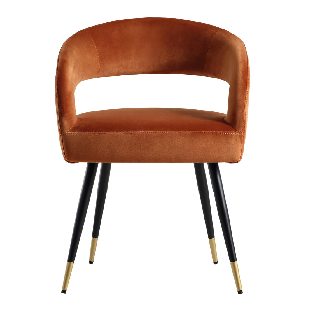 Laurel Wave Rust Velvet Set of 2 Dining Chairs | daals