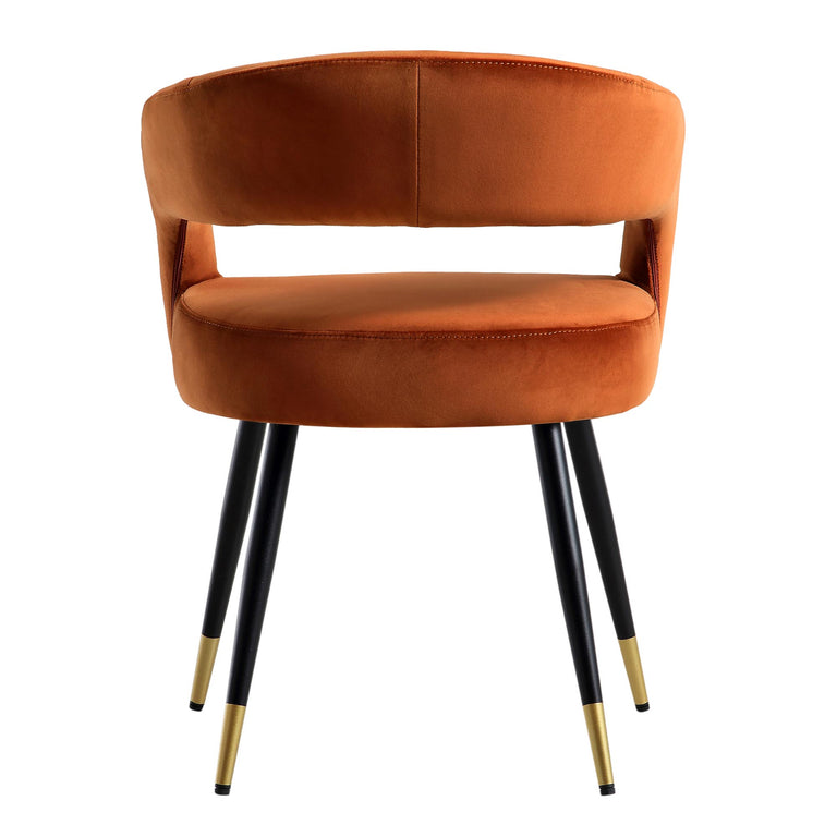Laurel Wave Rust Velvet Set of 2 Dining Chairs daals