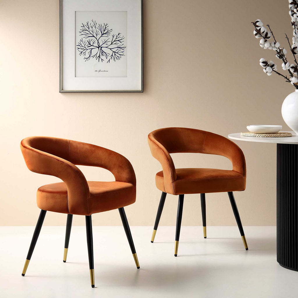 Laurel Wave Rust Velvet Set of 2 Dining Chairs | daals