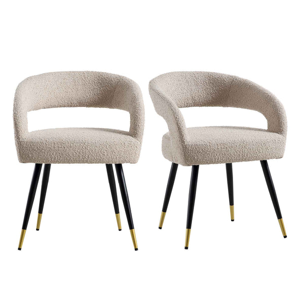 Laurel Wave Taupe Boucle Set of 2 Dining Chairs