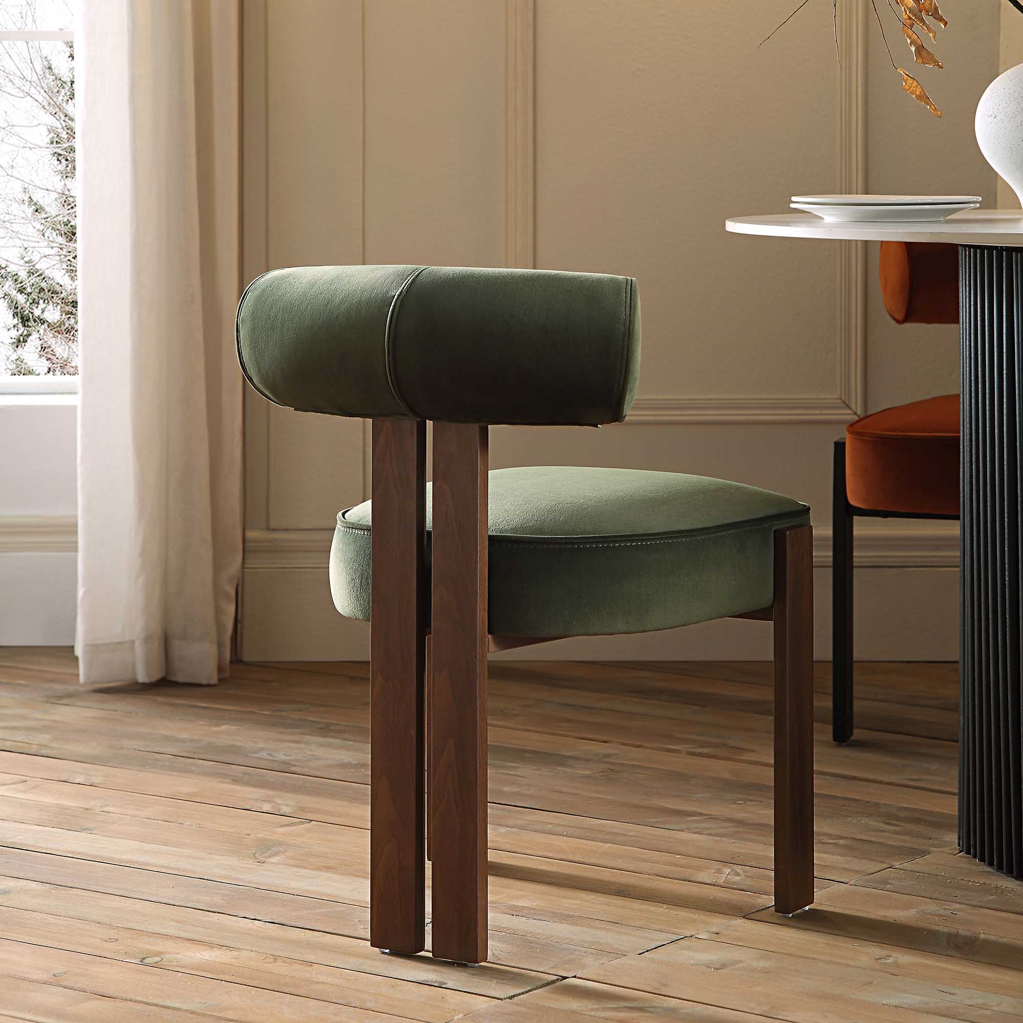 Moss Ridge Chair Ophelia Moss Green Velvet Dining Chair | daals