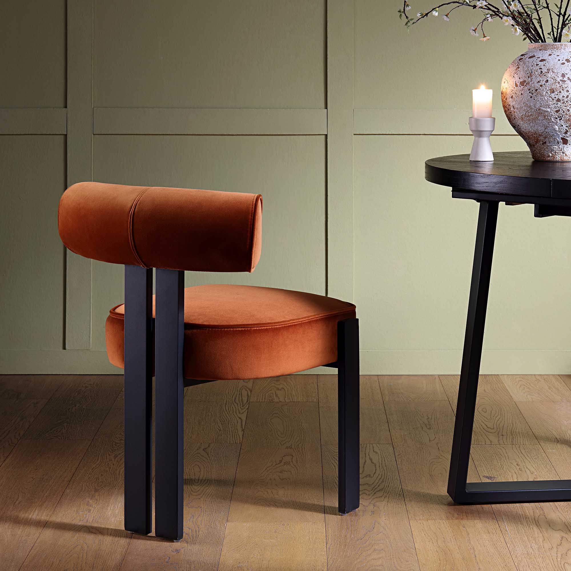 Ophelia Rust Velvet Dining Chair | daals