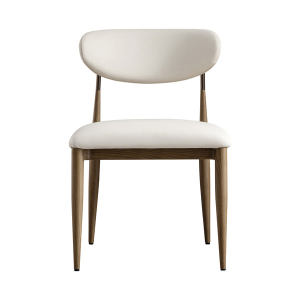 Dagmar Set of 2 Dining Chairs, Beige Faux Leather | Silver Oak Frame