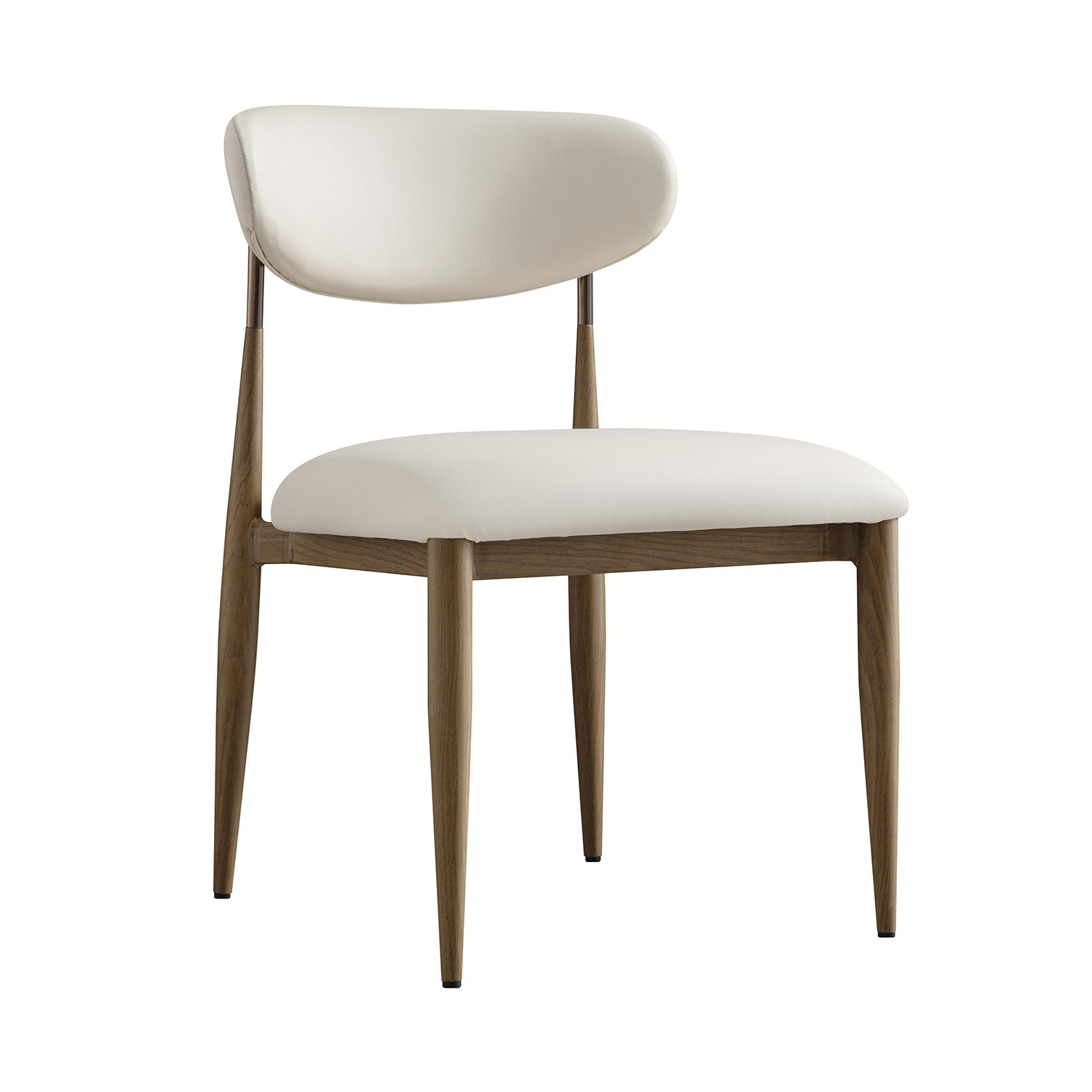 Dagmar Set of 2 Dining Chairs, Beige Faux Leather | Silver Oak Frame