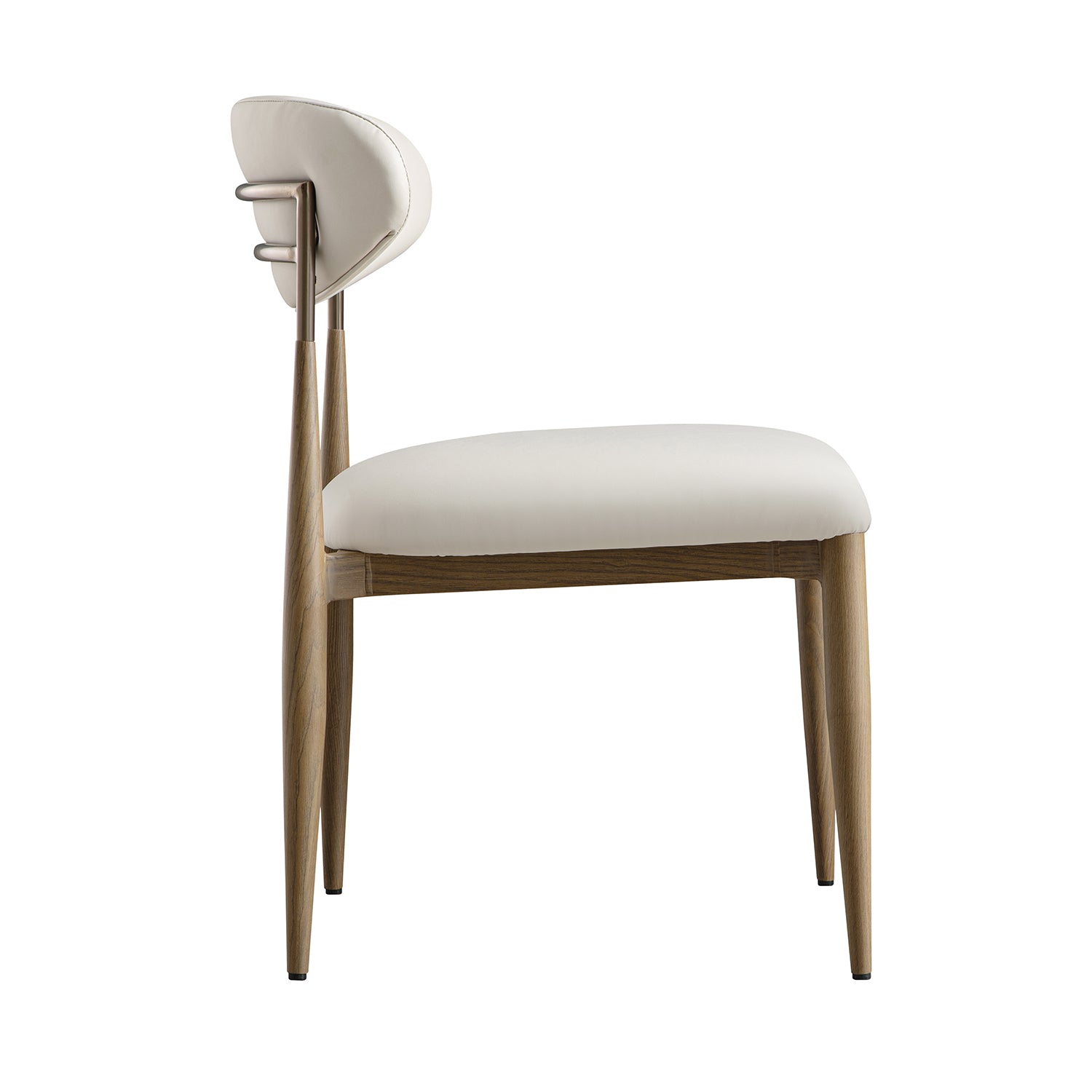 Dagmar Set of 2 Dining Chairs, Beige Faux Leather | Silver Oak Frame