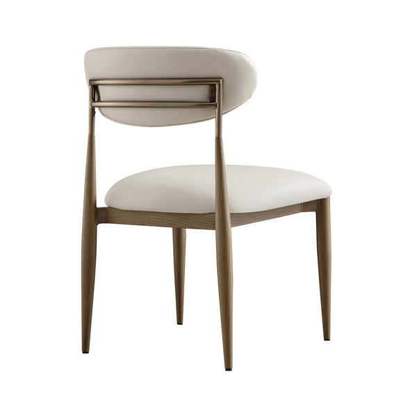 Dagmar Set of 2 Dining Chairs, Beige Faux Leather | Silver Oak Frame