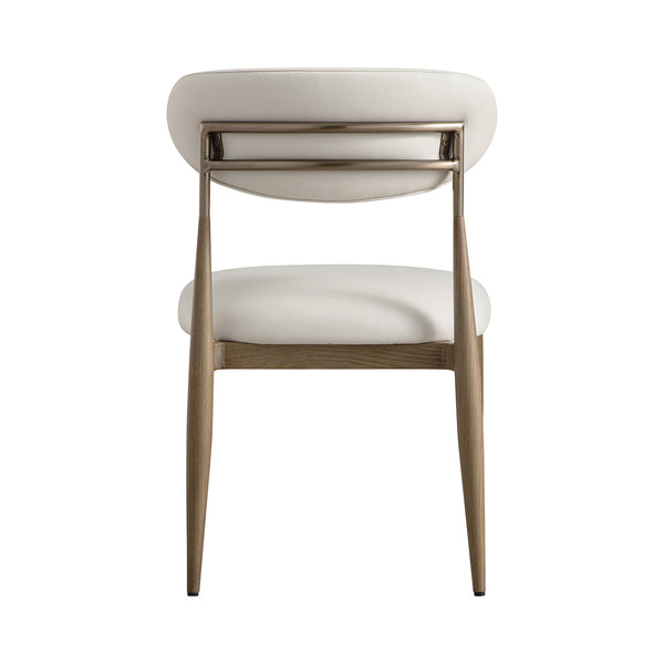 Dagmar Set of 2 Dining Chairs, Beige Faux Leather | Silver Oak Frame