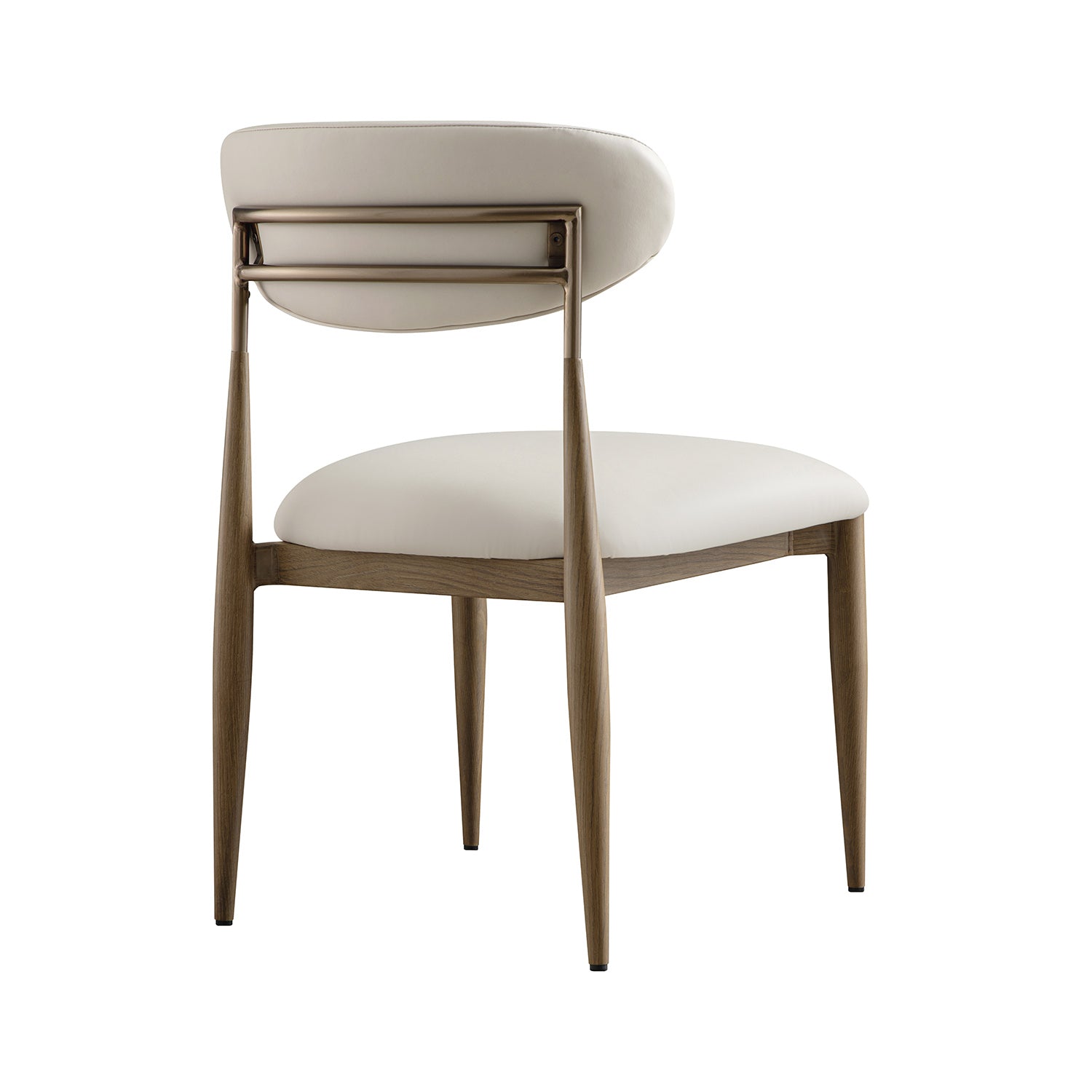 Dagmar Set of 2 Dining Chairs, Beige Faux Leather | Silver Oak Frame