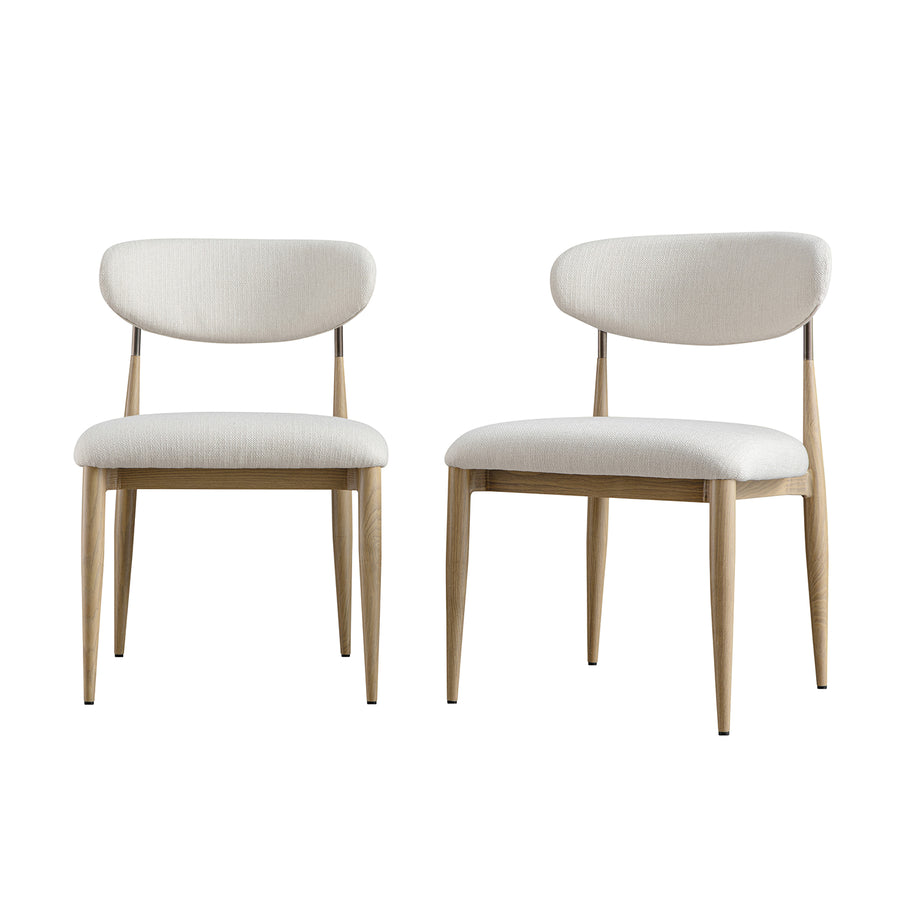 Dagmar Set of 2 Dining Chairs, Ivory Weave | Natural Frame