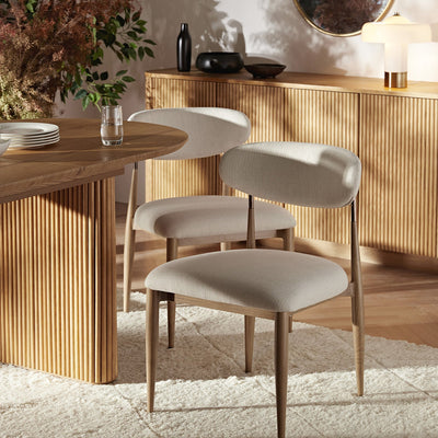 Dagmar Set of 2 Dining Chairs, Ivory Weave | Natural Frame