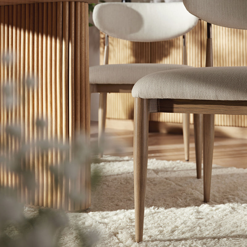 Dagmar Set of 2 Dining Chairs, Ivory Weave| Natural Frame