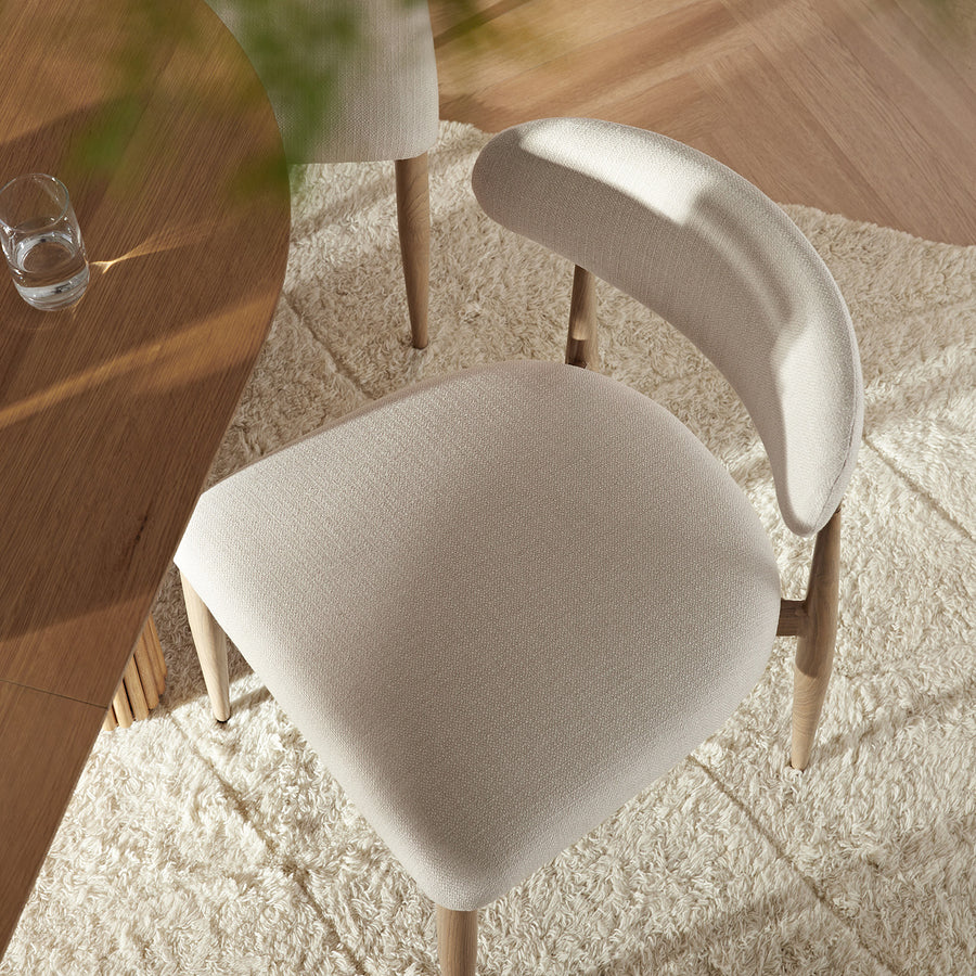 Dagmar Set of 2 Dining Chairs, Ivory Weave | Natural Frame