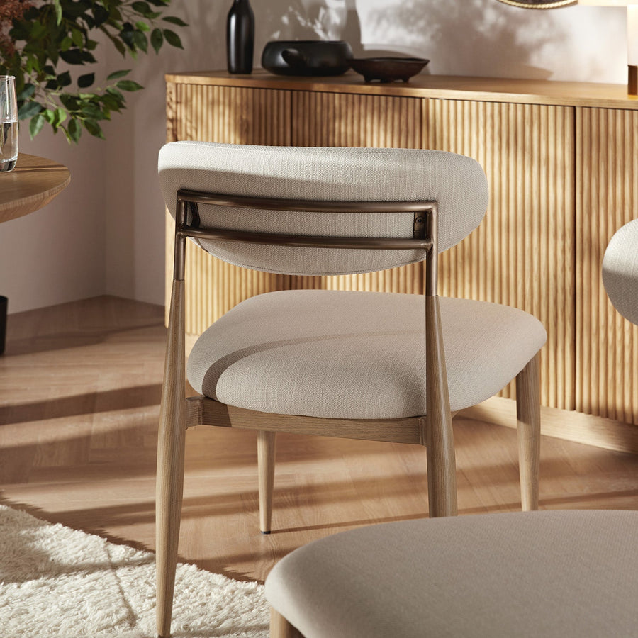 Dagmar Set of 2 Dining Chairs, Ivory Weave | Natural Frame