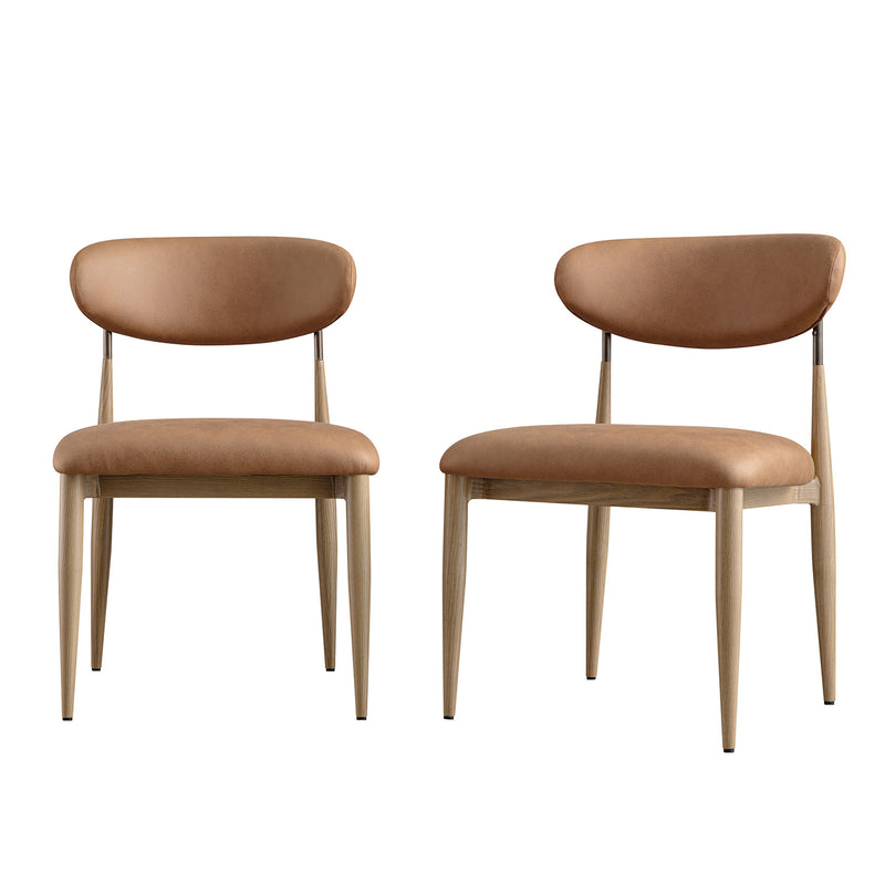 Dagmar Set of 2 Dining Chairs, Chestnut Faux Leather | Natural Frame - daals