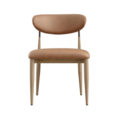 Dagmar Set of 2 Dining Chairs, Chestnut Faux Leather | Natural Frame