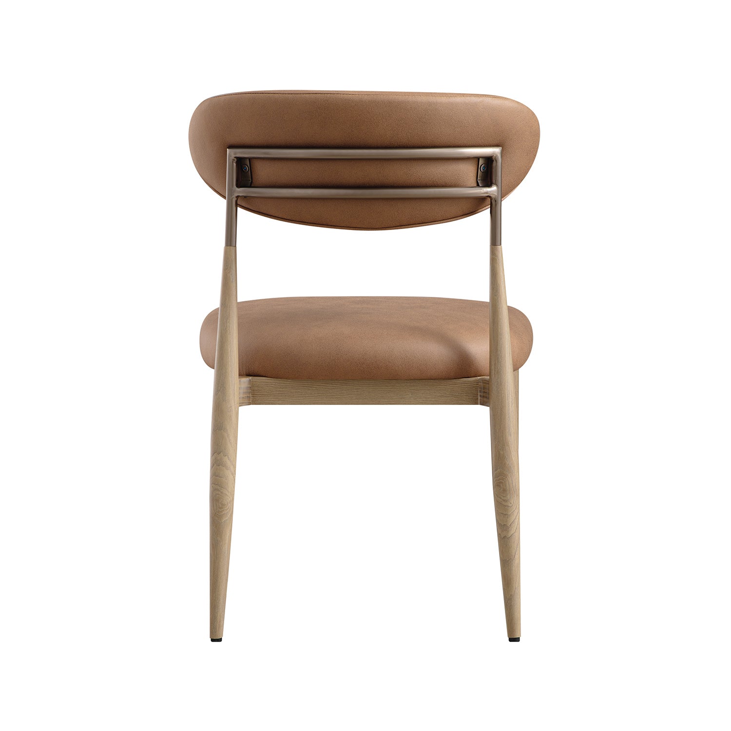 Dagmar Set of 2 Dining Chairs, Chestnut Faux Leather | Natural Frame