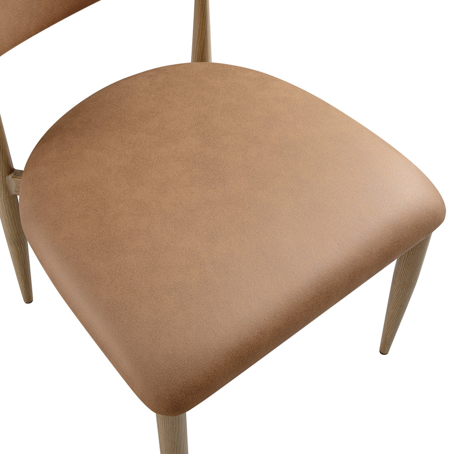 Dagmar Set of 2 Dining Chairs, Chestnut Faux Leather | Natural Frame