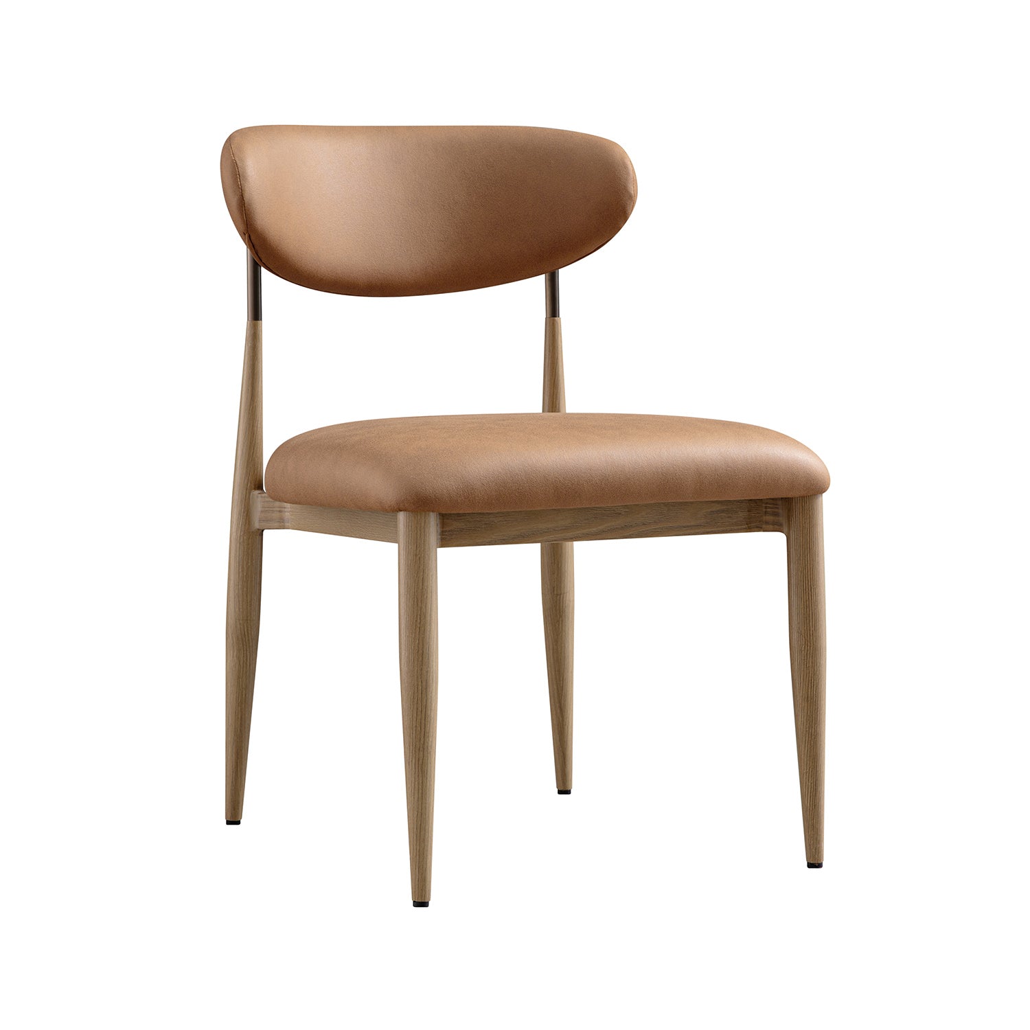 Dagmar Set of 2 Dining Chairs, Chestnut Faux Leather | Natural Frame