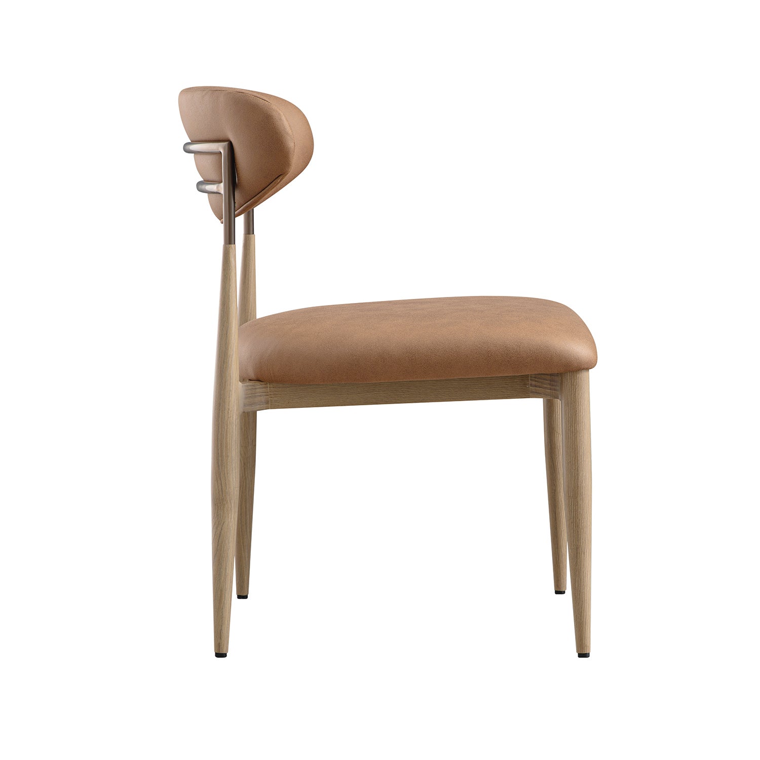 Dagmar Set of 2 Dining Chairs, Chestnut Faux Leather | Natural Frame