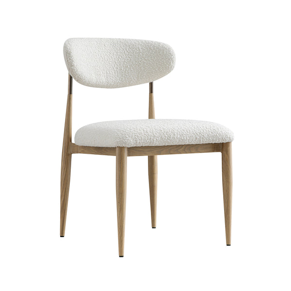 Dagmar Set of 2 Dining Chairs, Ecru Boucle | Natural Frame