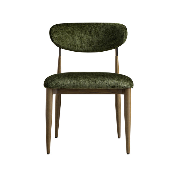 Dagmar Set of 2 Dining Chairs, Moss Chenille | Silver Oak Frame