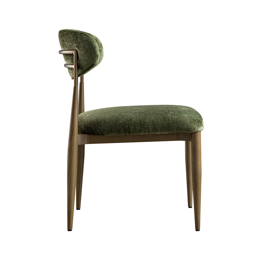 Dagmar Set of 2 Dining Chairs, Moss Chenille | Silver Oak Frame