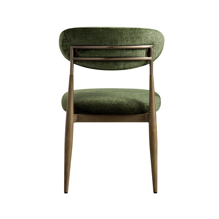 Dagmar Set of 2 Dining Chairs, Moss Chenille | Silver Oak Frame