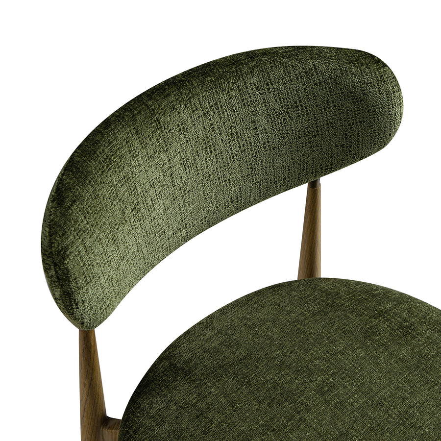 Dagmar Set of 2 Dining Chairs, Moss Chenille | Silver Oak Frame