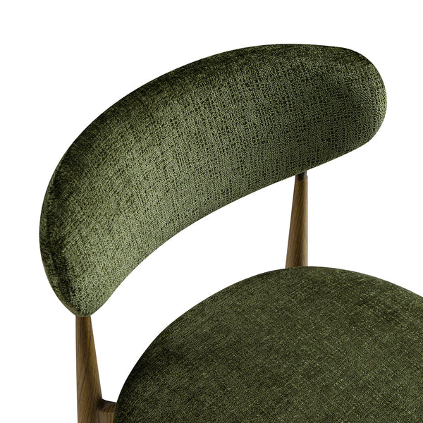 Dagmar Set of 2 Dining Chairs, Moss Chenille | Silver Oak Frame