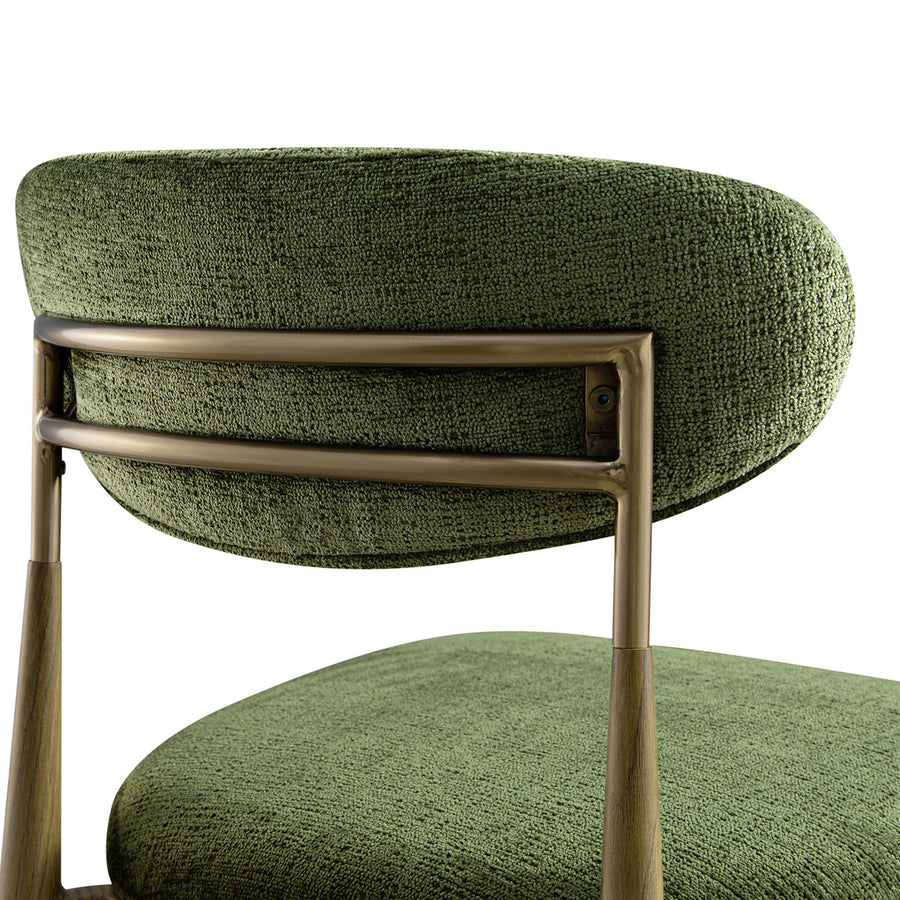 Dagmar Set of 2 Dining Chairs, Moss Chenille | Silver Oak Frame