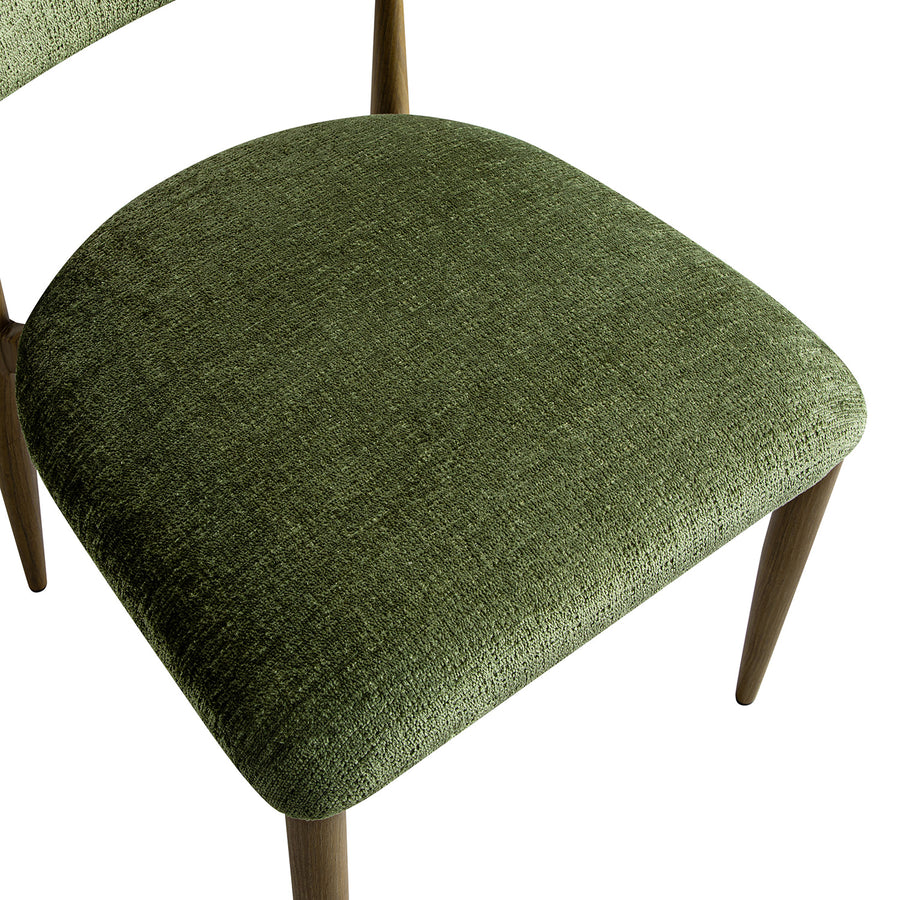 Dagmar Set of 2 Dining Chairs, Moss Chenille | Silver Oak Frame