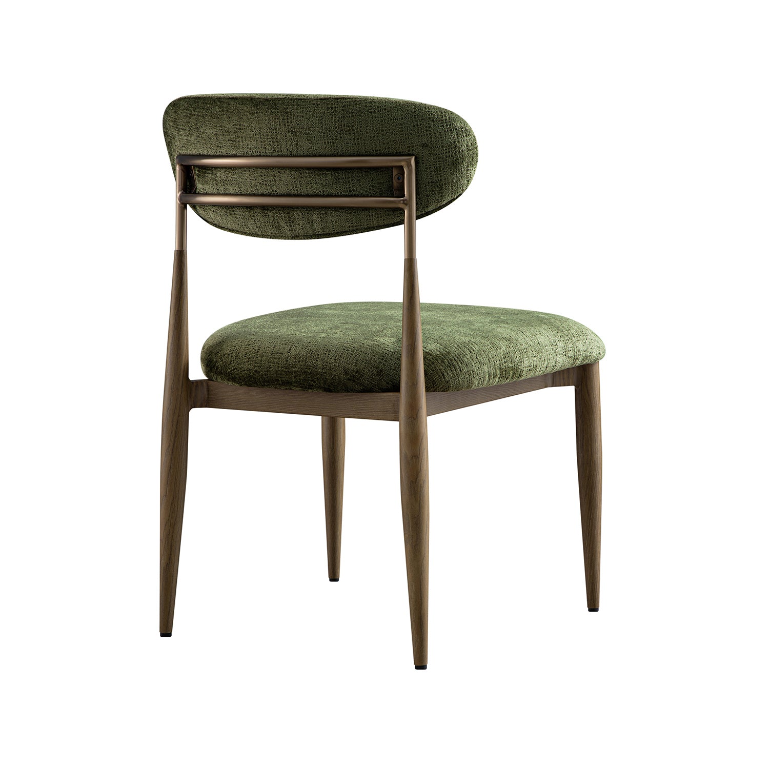 Dagmar Set of 2 Dining Chairs, Moss Chenille | Silver Oak Frame