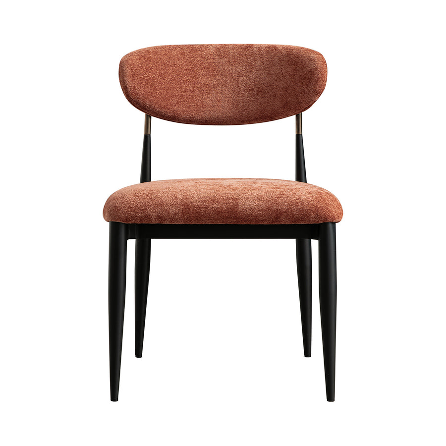 Dagmar Set of 2 Dining Chairs, Rust Chenille | Black Frame