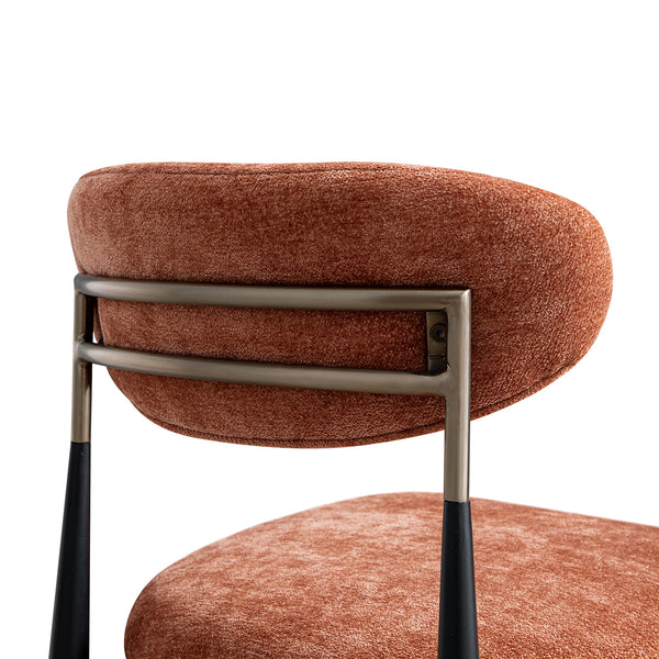 Dagmar Set of 2 Dining Chairs, Rust Chenille | Black Frame