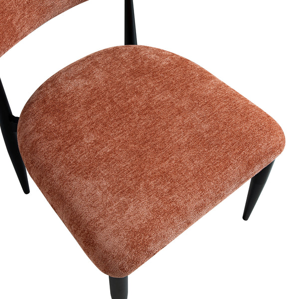 Dagmar Set of 2 Dining Chairs, Rust Chenille | Black Frame