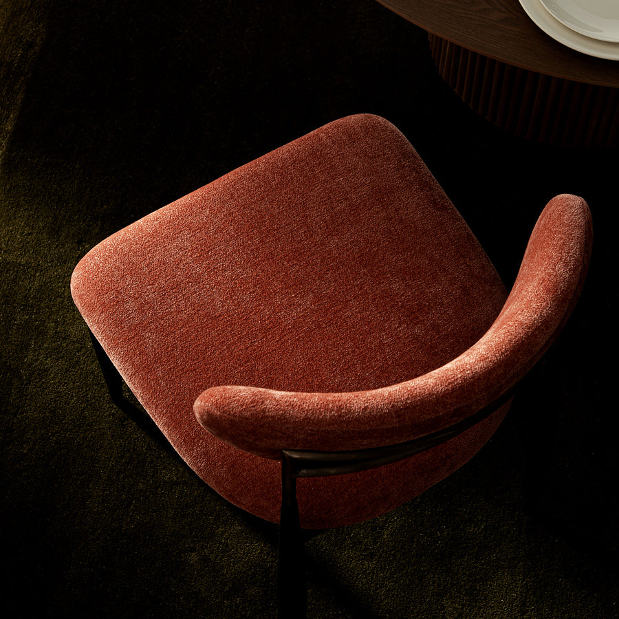 Dagmar Set of 2 Dining Chairs, Rust Chenille | Black Frame