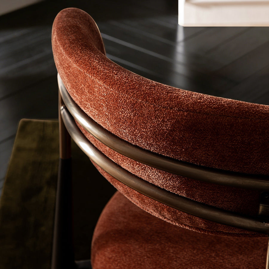 Dagmar Set of 2 Dining Chairs, Rust Chenille | Black Frame