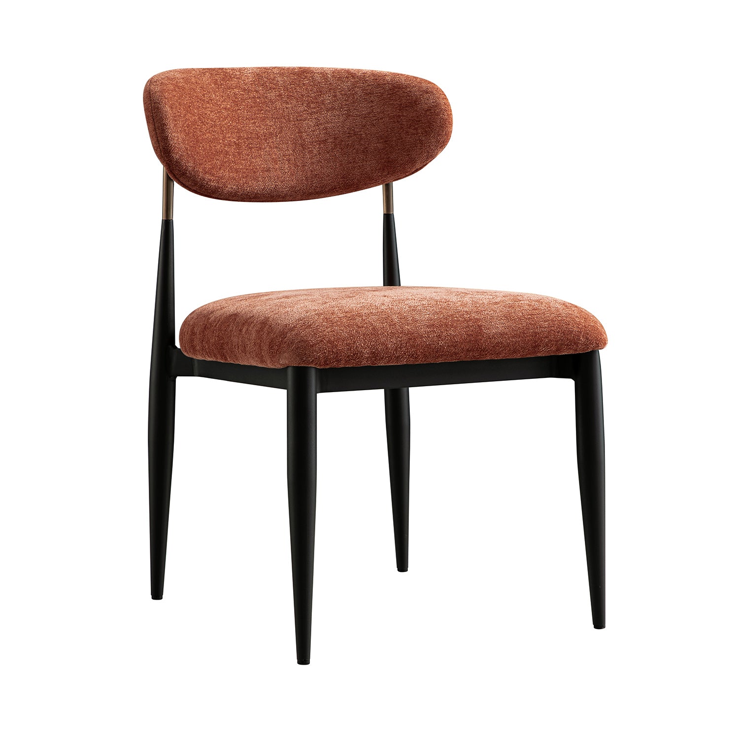 Dagmar Set of 2 Dining Chairs, Rust Chenille | Black Frame