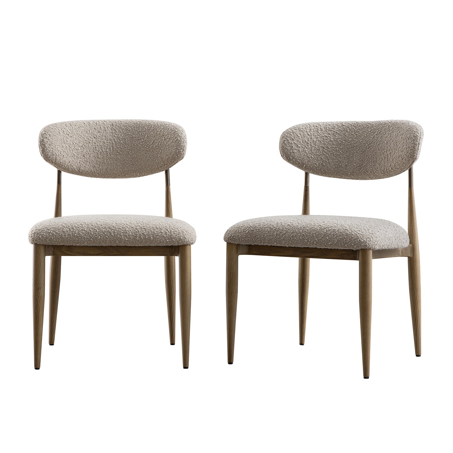 Dagmar Set of 2 Dining Chairs, Light Taupe Boucle | Silver Oak Frame