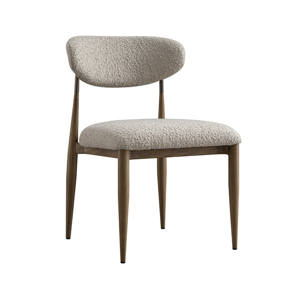Dagmar Set of 2 Dining Chairs, Light Taupe Boucle | Silver Oak Frame