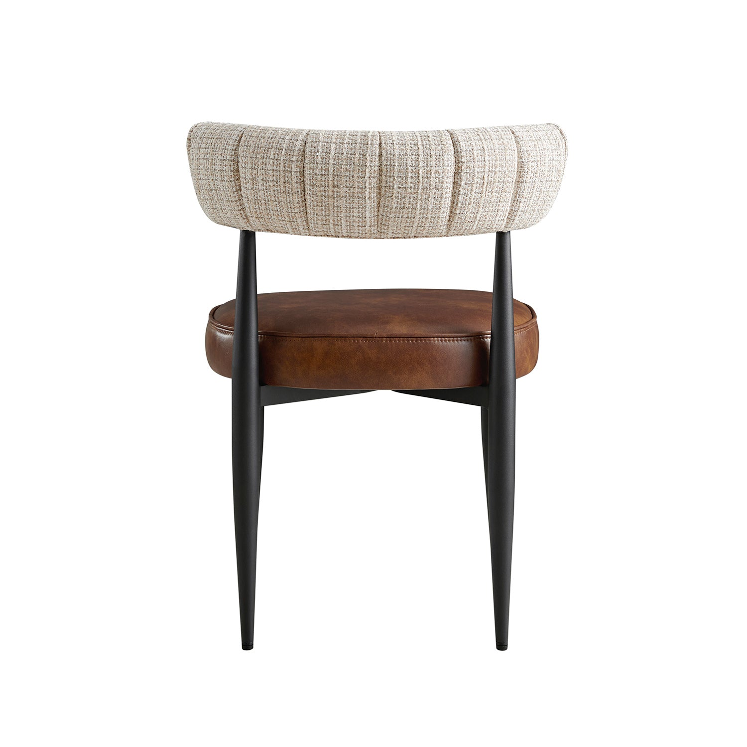 Wilna Set of 2 Dining Chairs, Beige Woven | Vintage Brown Faux Leather