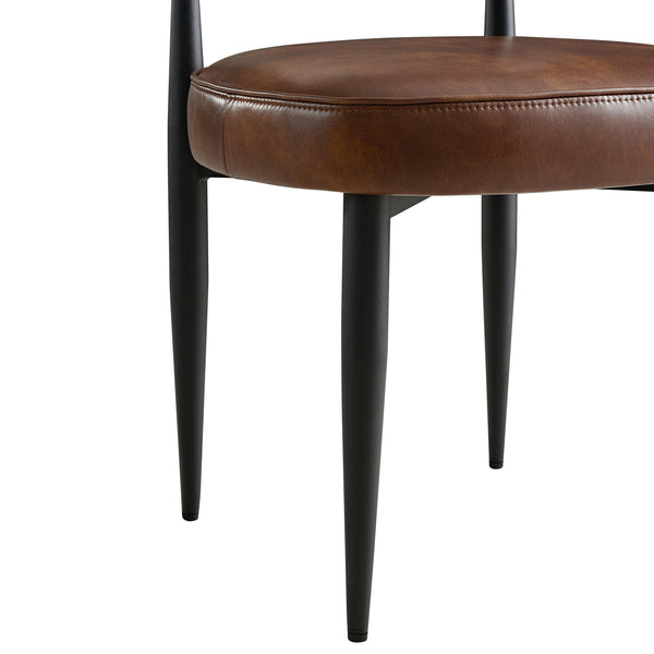 Wilna Set of 2 Dining Chairs, Beige Woven | Vintage Brown Faux Leather