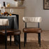 Wilna Set of 2 Dining Chairs, Beige Woven | Vintage Brown Faux Leather - daals