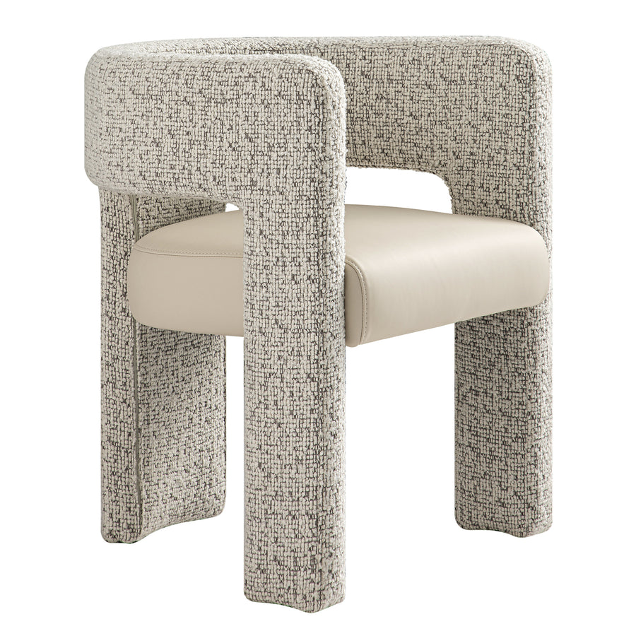 Greenwich Taupe Boucle and Beige Faux Leather Seat Dining Chair