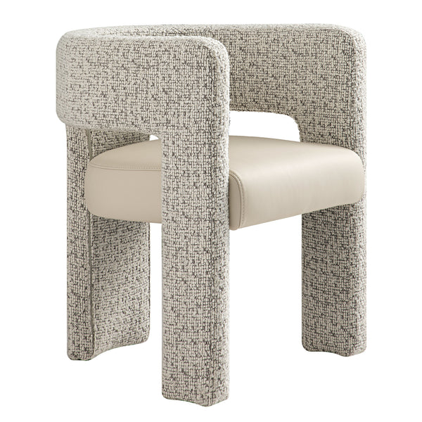 Greenwich Taupe Boucle and Beige Faux Leather Seat Dining Chair