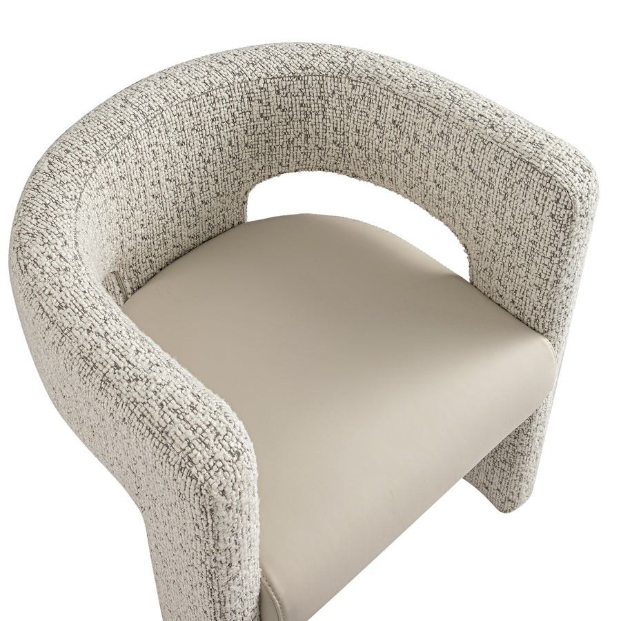 Greenwich Taupe Boucle and Beige Faux Leather Seat Dining Chair
