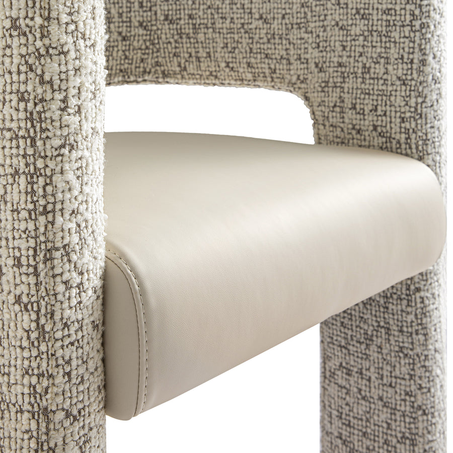 Greenwich Taupe Boucle and Beige Faux Leather Seat Dining Chair