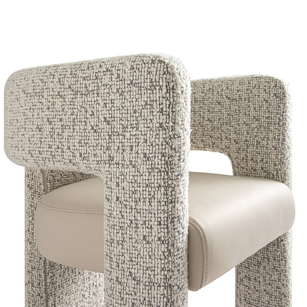 Greenwich Taupe Boucle and Beige Faux Leather Seat Dining Chair